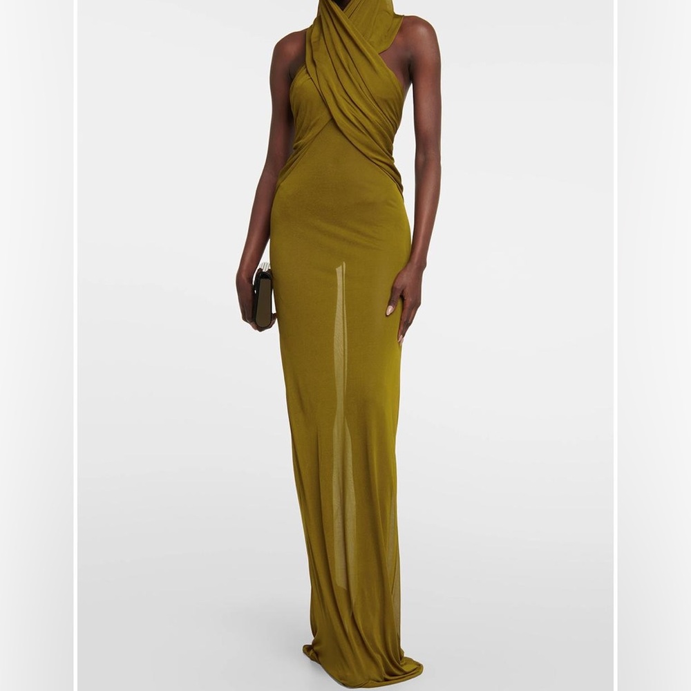 KOIR Olive Draped Hooded Maxi Dress | Inspired by saint Laurent / Cult Gaia - Picture 2 of 14